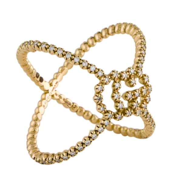 NIB Gucci 18K Diamond GG Running X Ring Size 6 - Picture 4 of 7